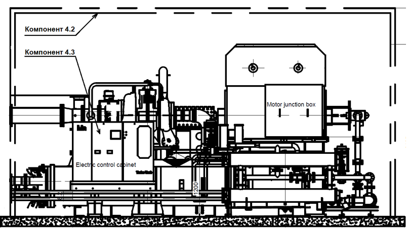Рисунок 23 &ndash; Дожимающий воздушный компрессор 110C02 (Компонент 4.1) с шумопоглощающим кожухом (Компонент 4.2)