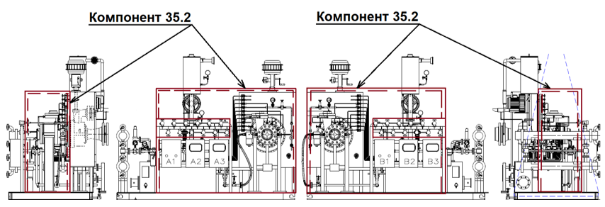 Рисунок 31 &ndash; Турбодетандеры 103T01A/B (Компонент 35) с шумопоглощающим кожухом (Компонент 35.2)